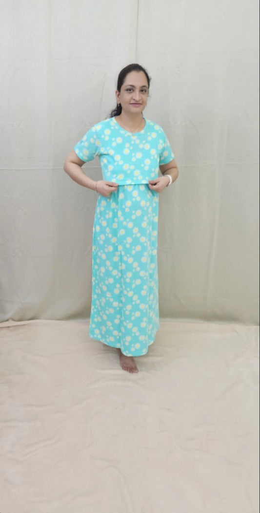 Sea Green Floral Maternity Maxi