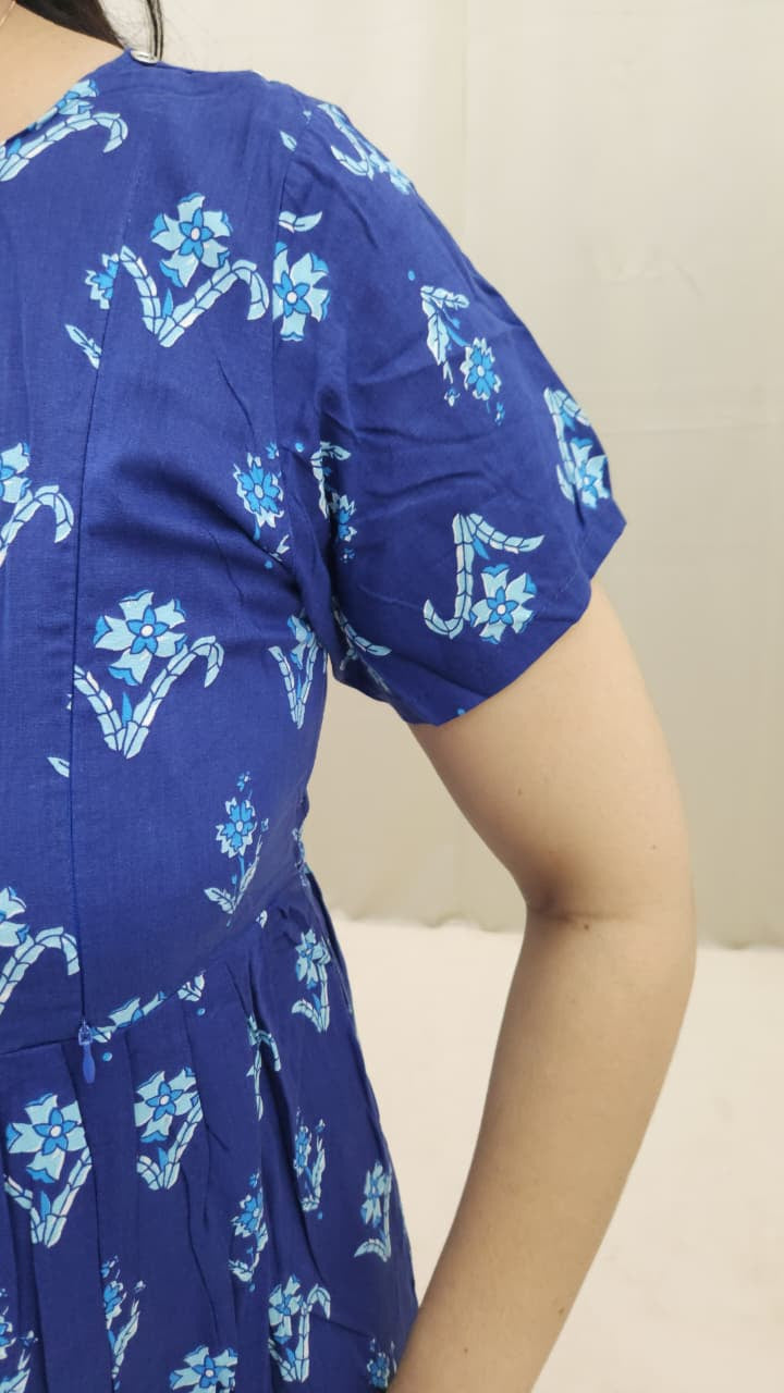 Royal Blue Feeding Frock with Detachable Cape