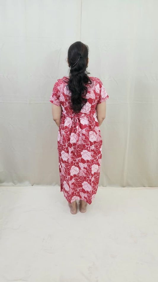 Red and White Feeding Kurti with Dupatta