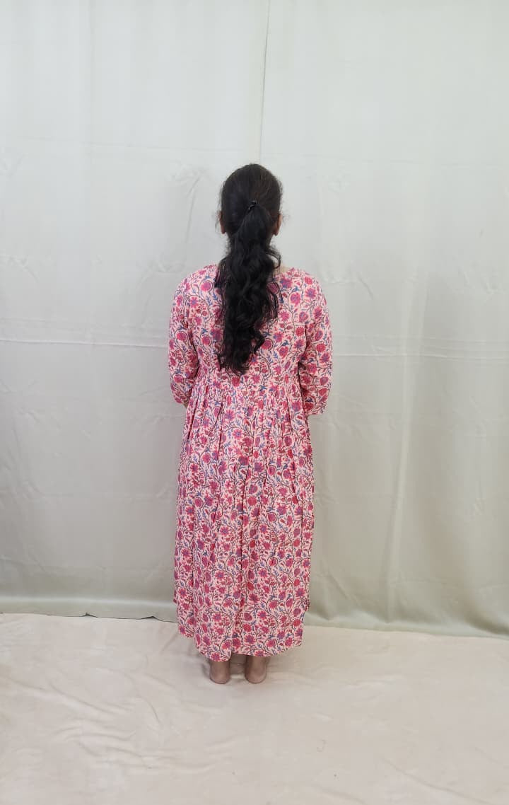 Peach and Blue Feeding Kurti
