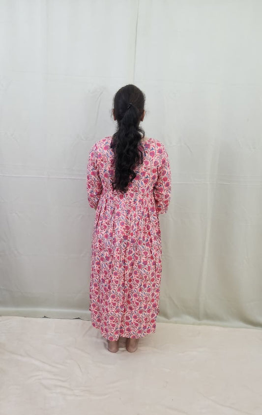 Peach and Blue Feeding Kurti
