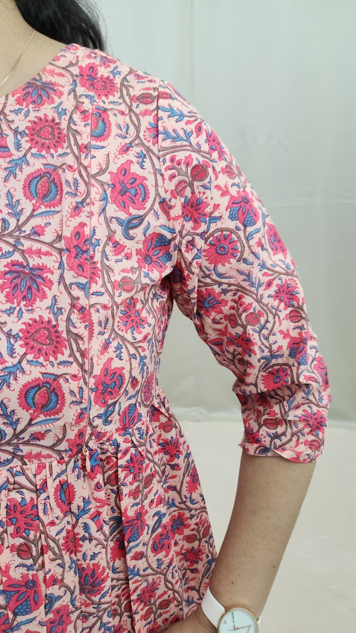 Peach and Blue Feeding Kurti