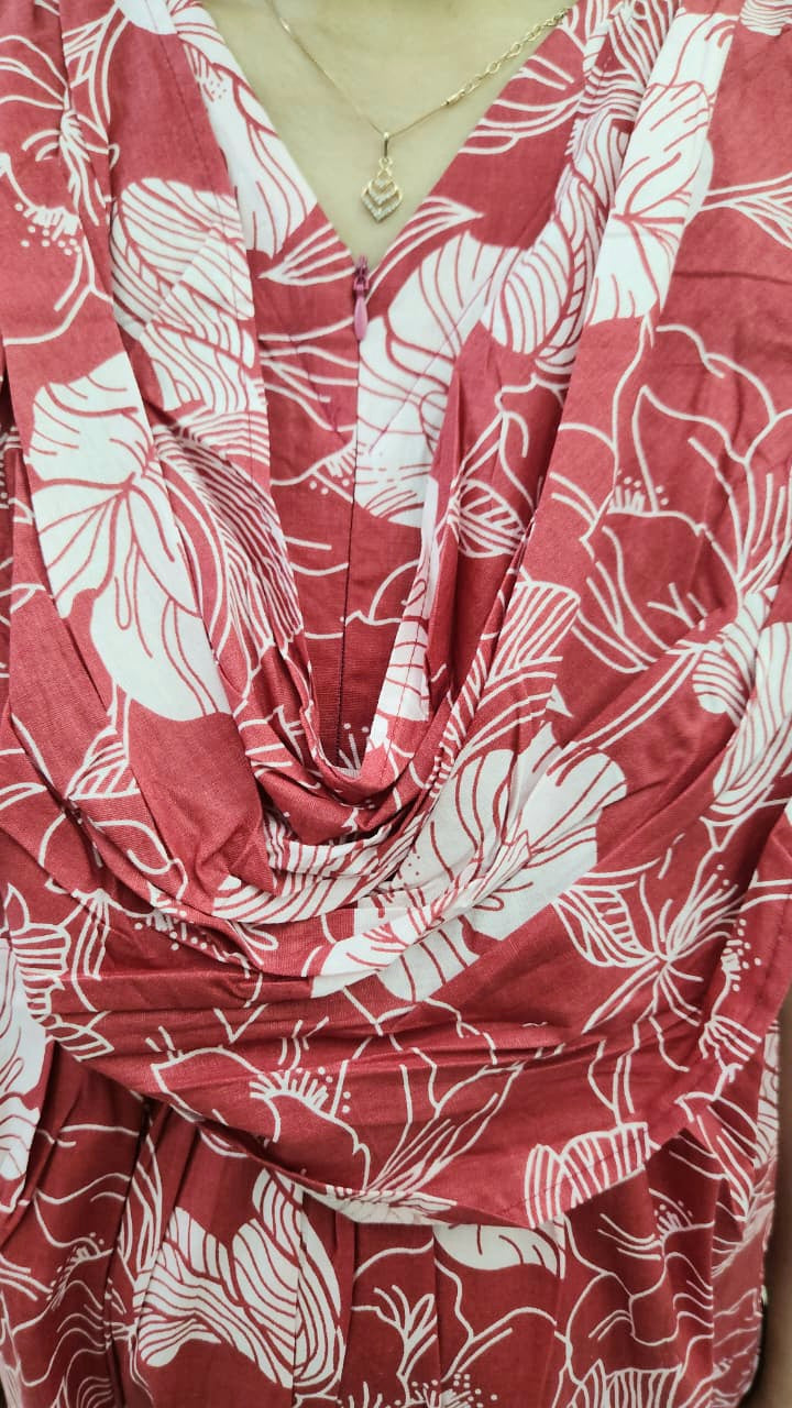 Red and White Feeding Kurti with Dupatta