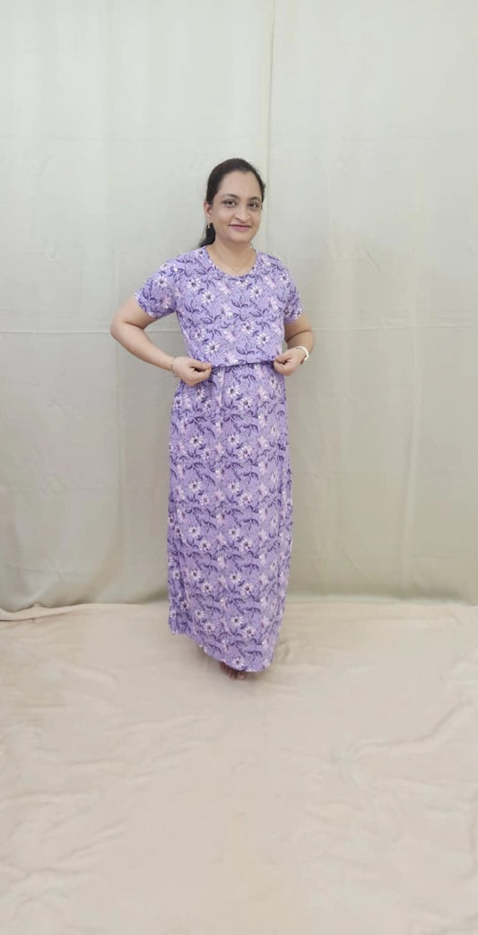 Lavender Floral Zipless Maternity Maxi