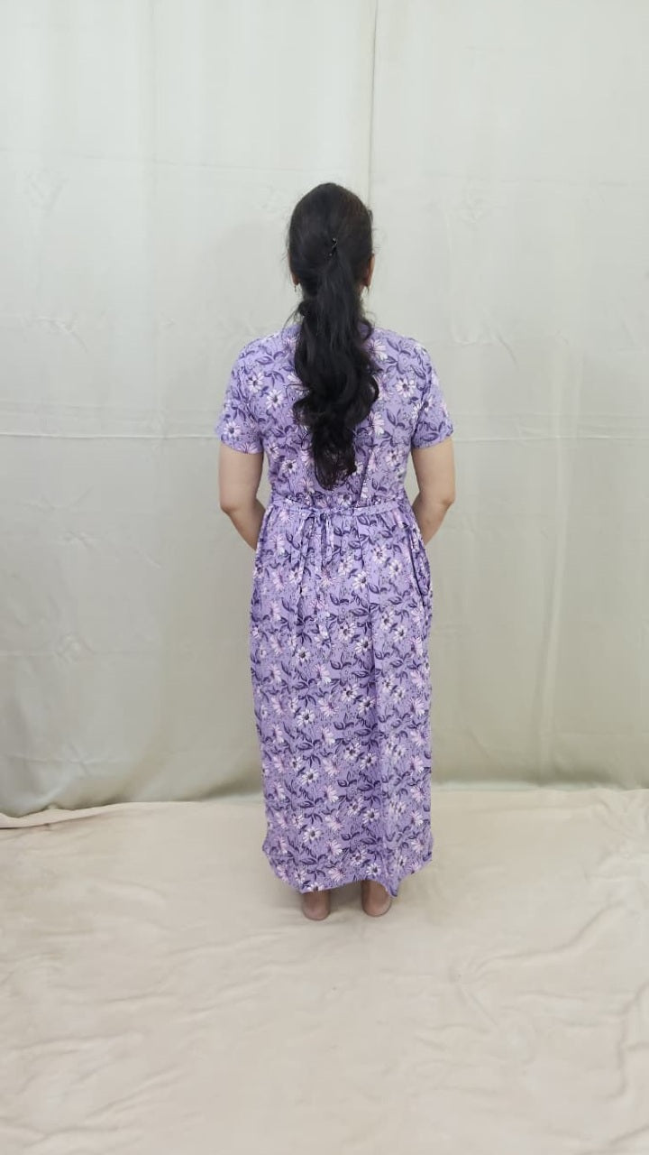 Lavender Floral Zipless Maternity Maxi