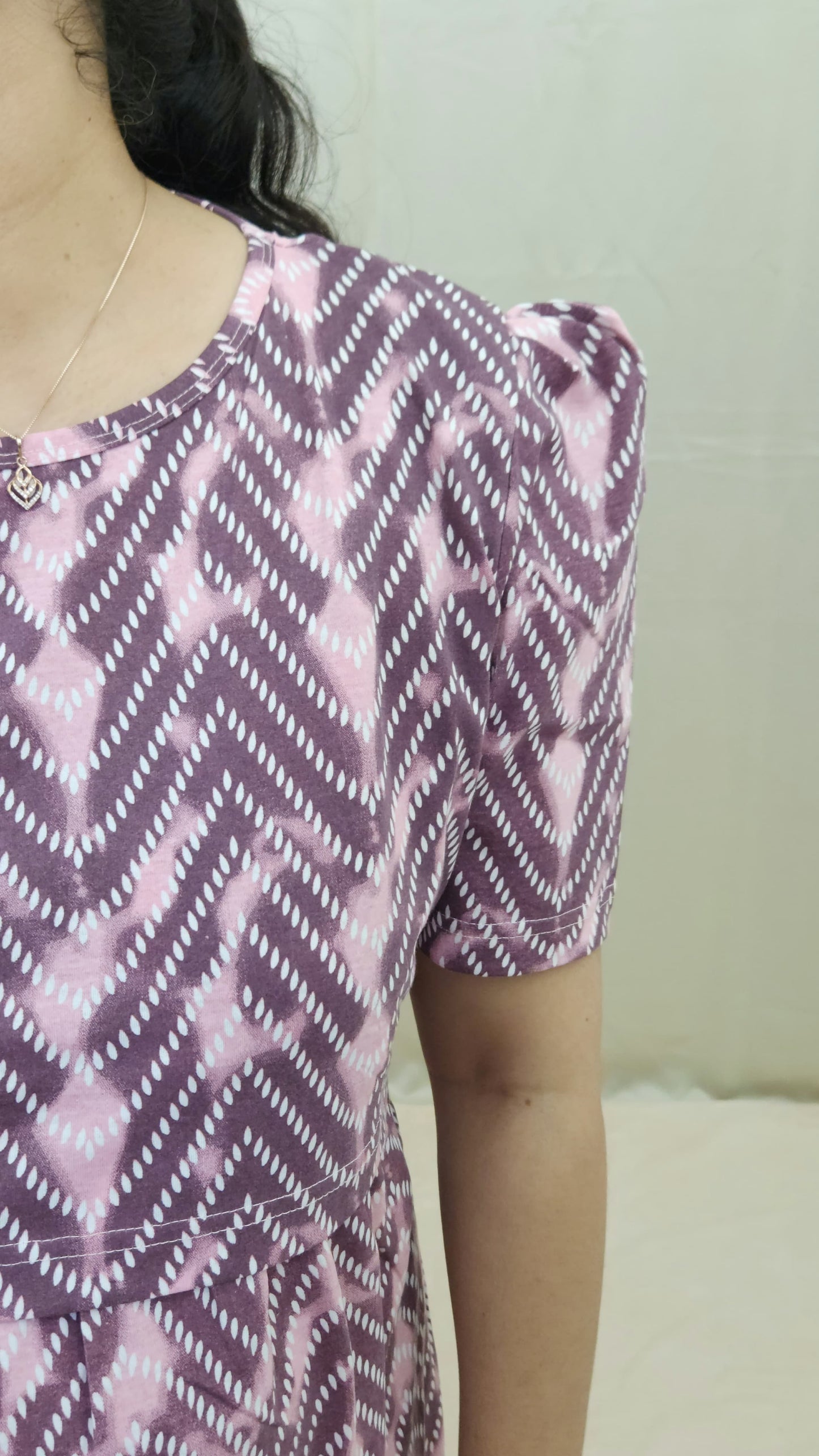 Purple and Pink Zigzag Zipless Maternity Maxi