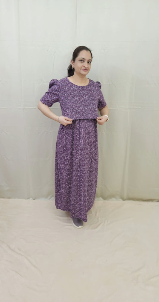 Purple Striped Zipless Maternity Maxi