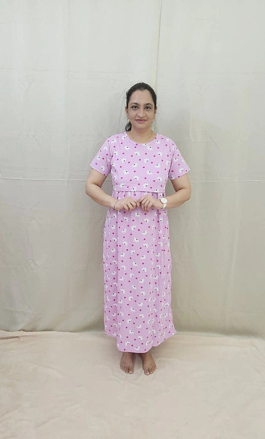 Light Pink Semi Floral Maternity Maxi