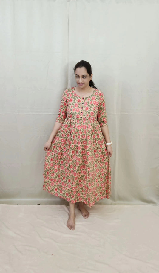 Peach and Pink Feeding Kurti