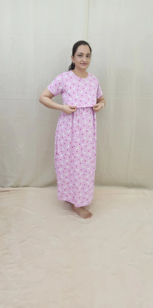 Light Pink Semi Floral Maternity Maxi