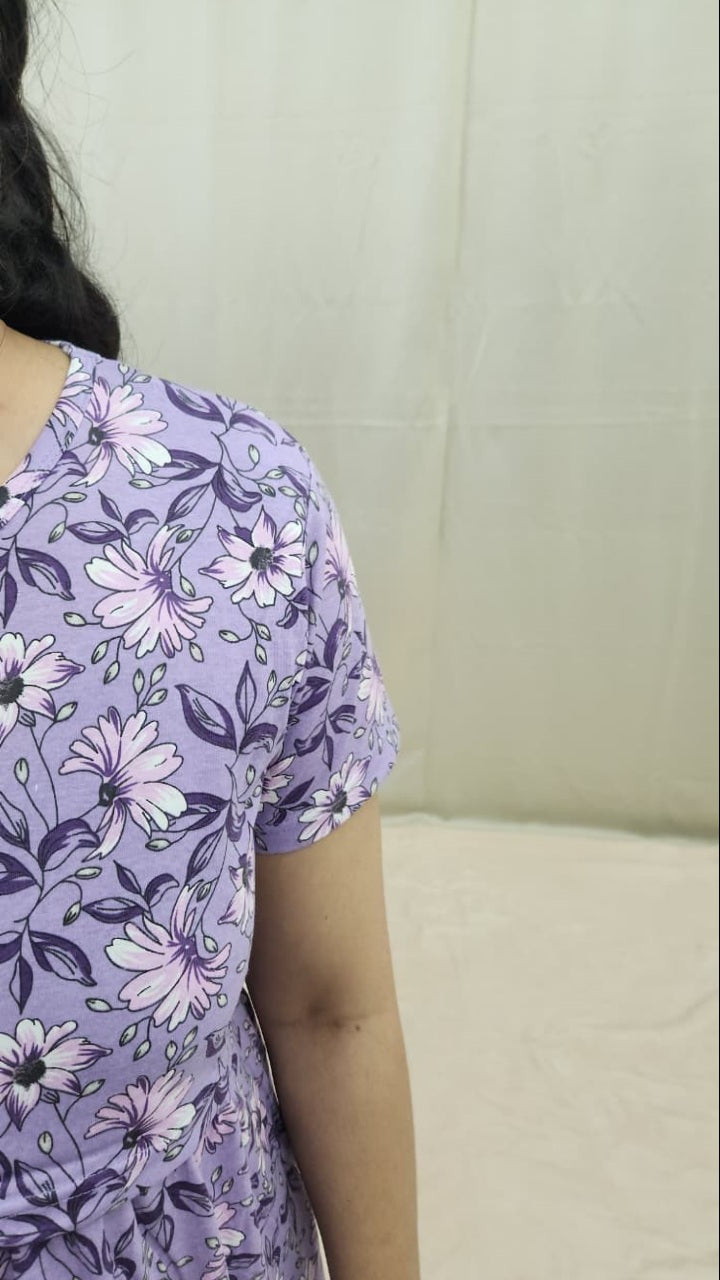 Lavender Floral Zipless Maternity Maxi