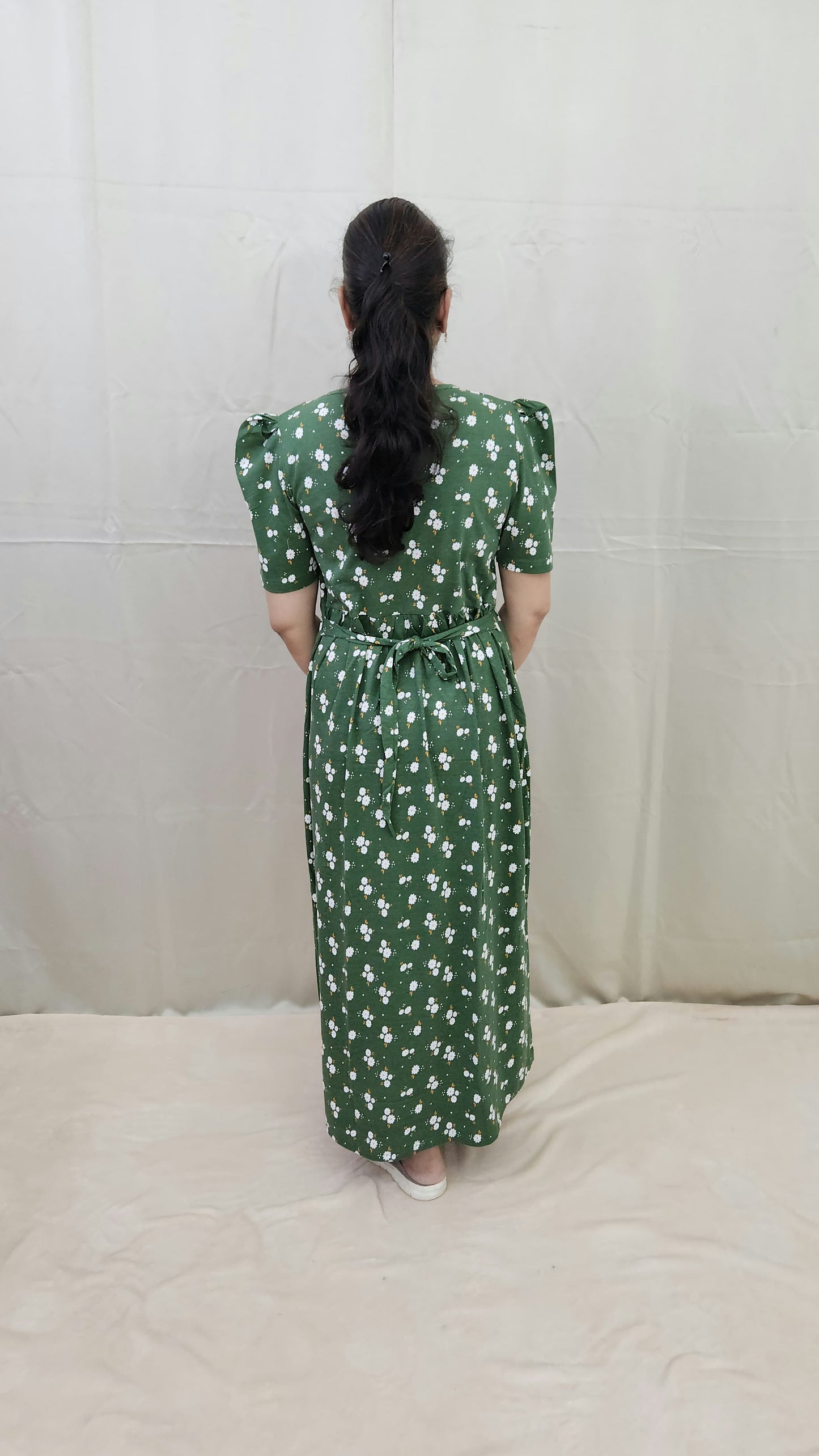 Green Floral Zipless Maternity Maxi