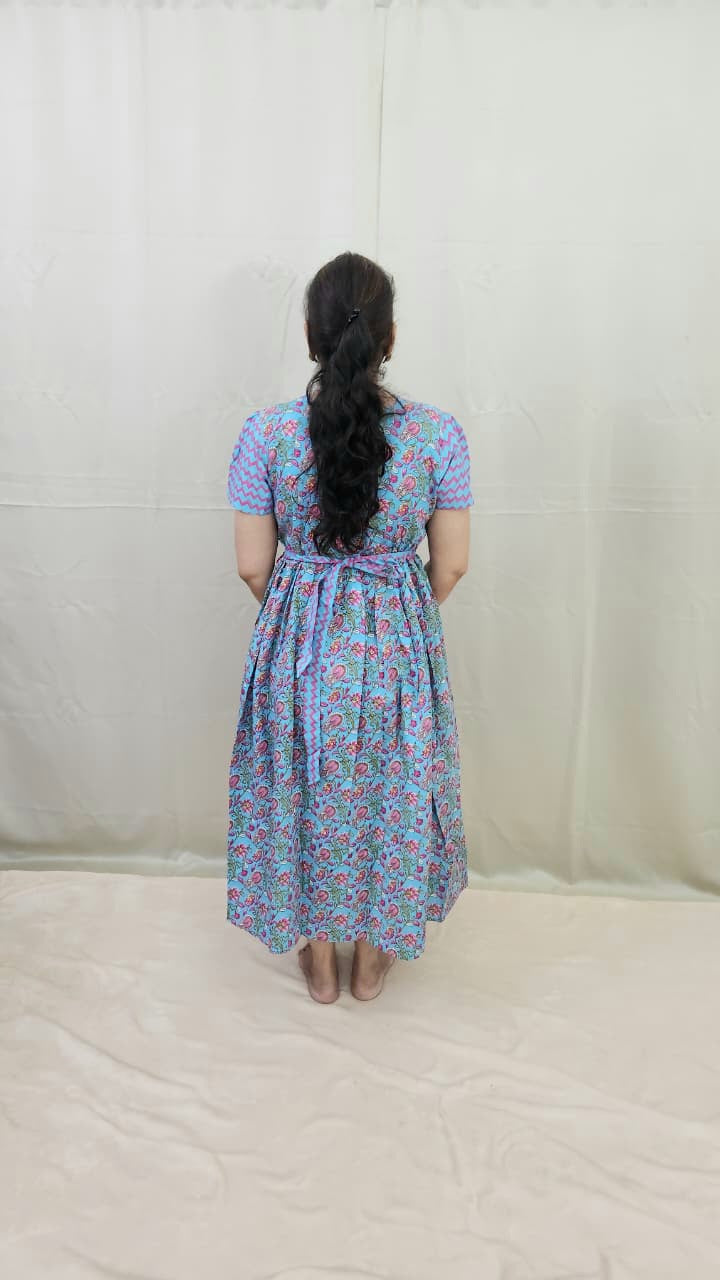 Sky Blue Floral Feeding  Kurti