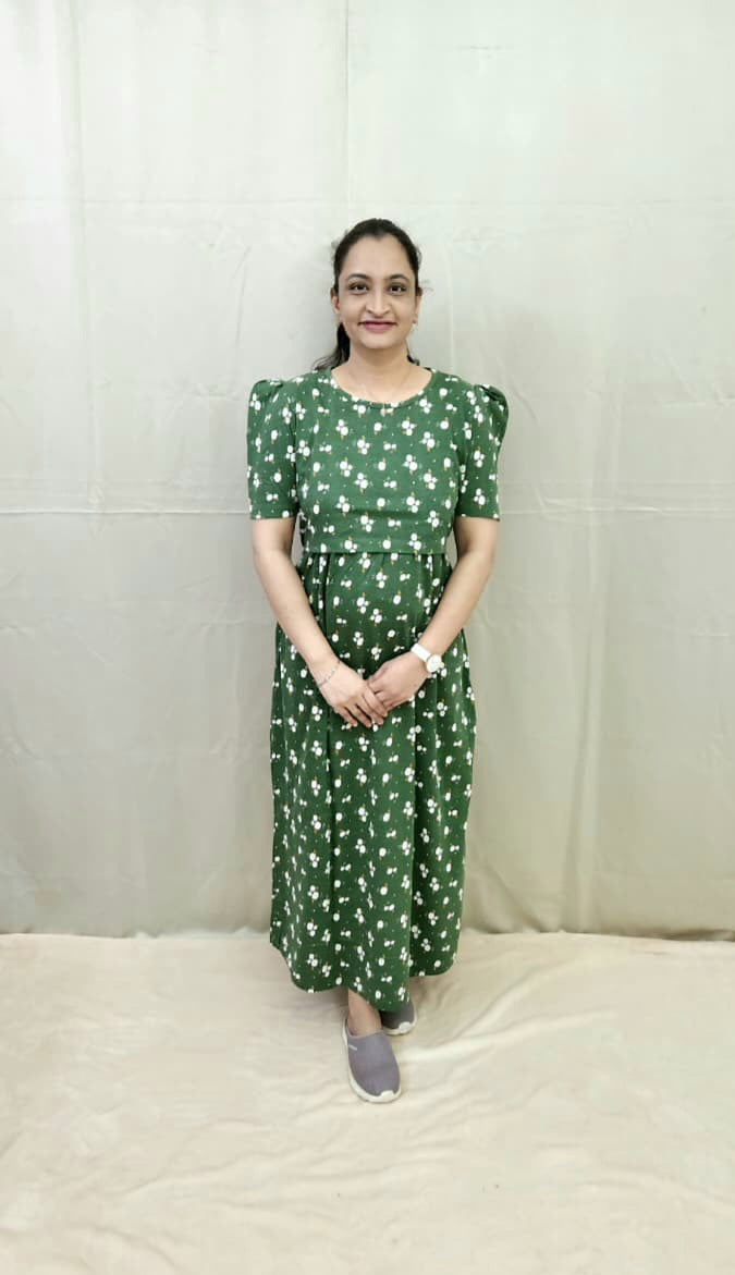 Green Floral Zipless Maternity Maxi