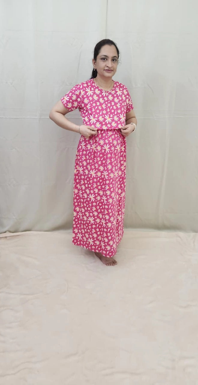 Pink Chamomile Maternity Cotton Maxi