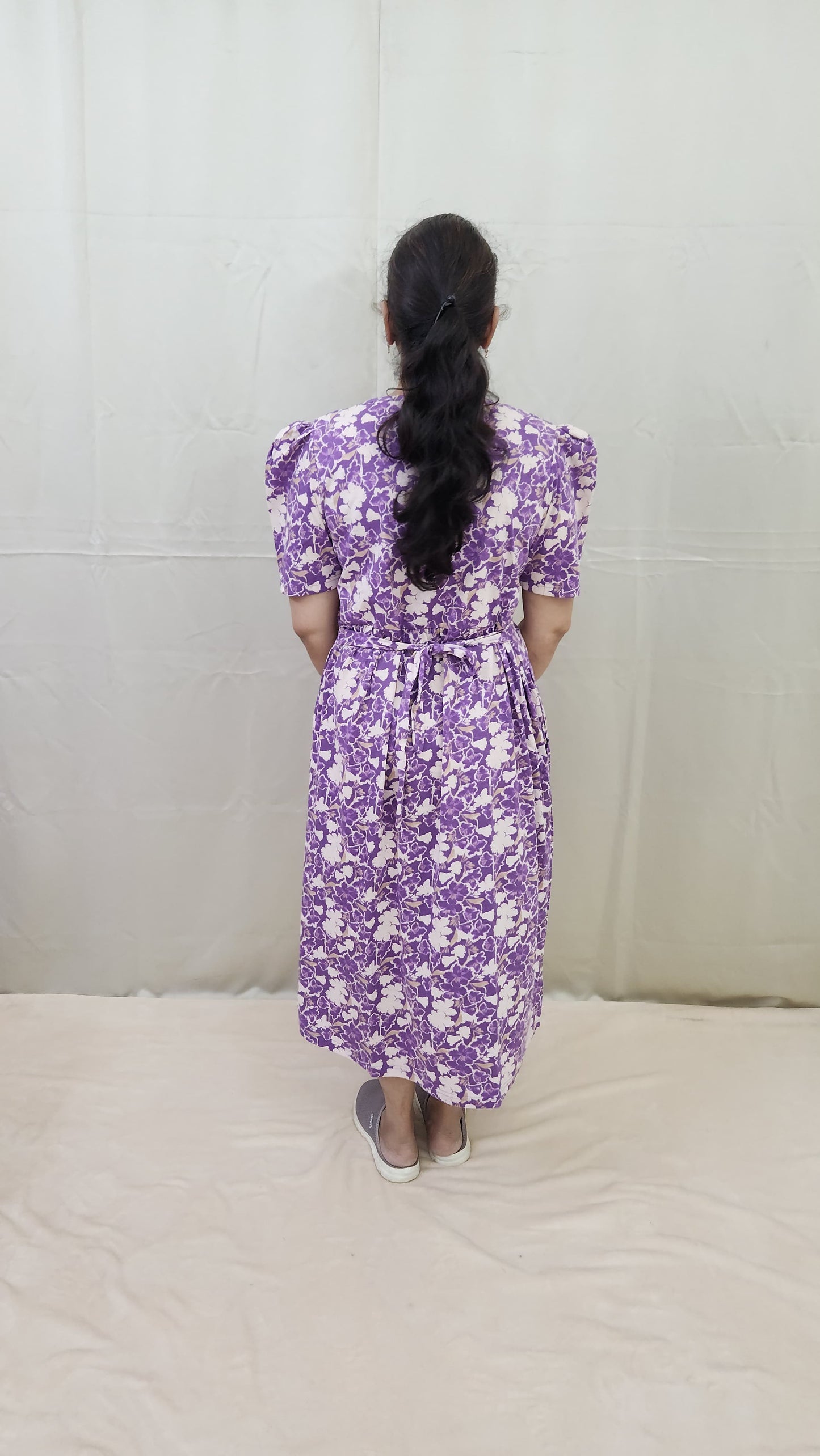 Lavender Floral Zipless Calf Length Maternity Maxi