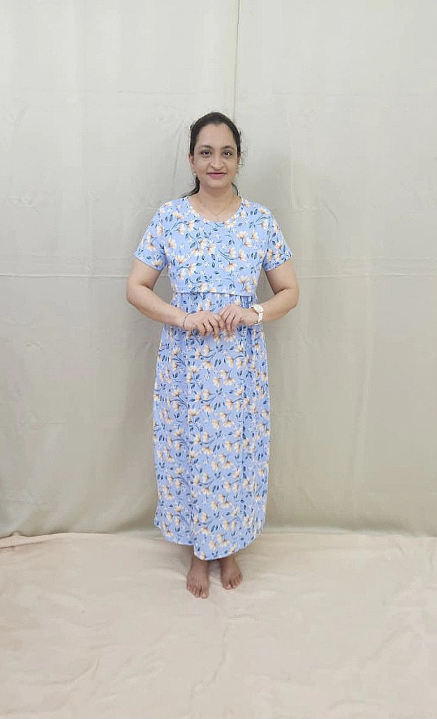Lite Blue Floral Maternity Maxi