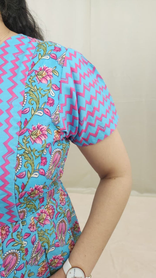 Sky Blue Floral Feeding  Kurti