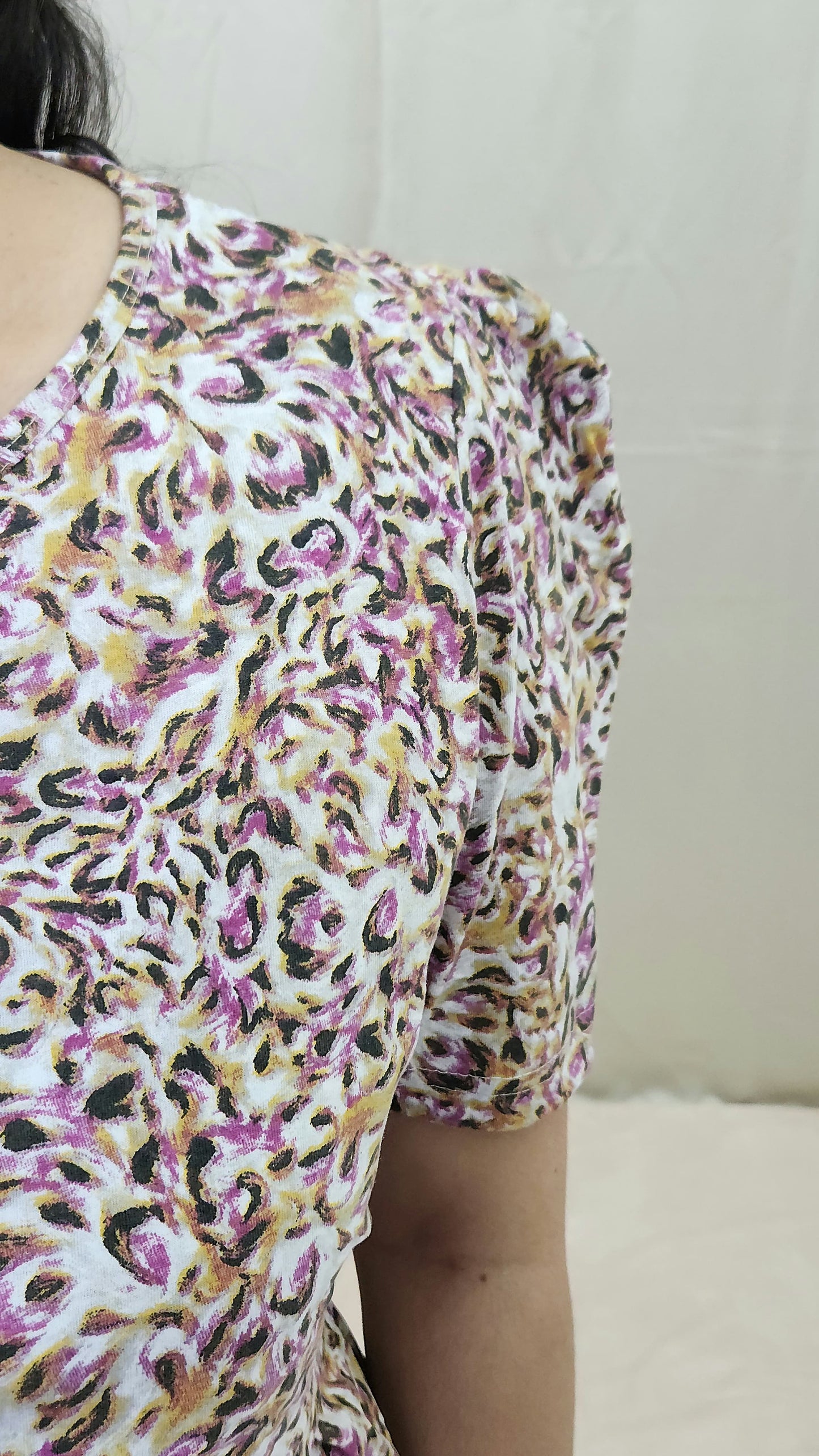 White and Purple Multi Colored Zipless Maternity Maxi