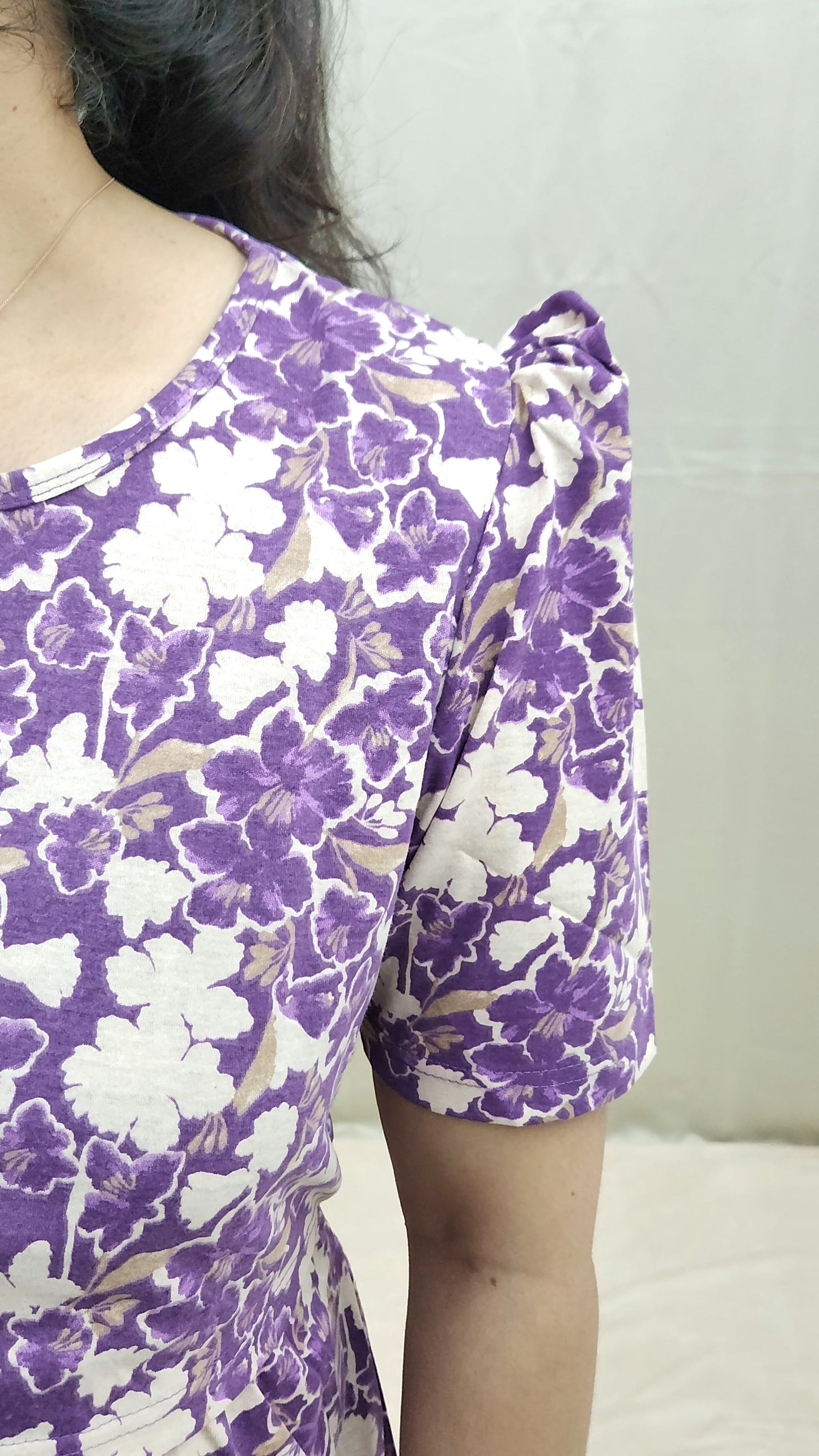 Lavender Floral Zipless Calf Length Maternity Maxi