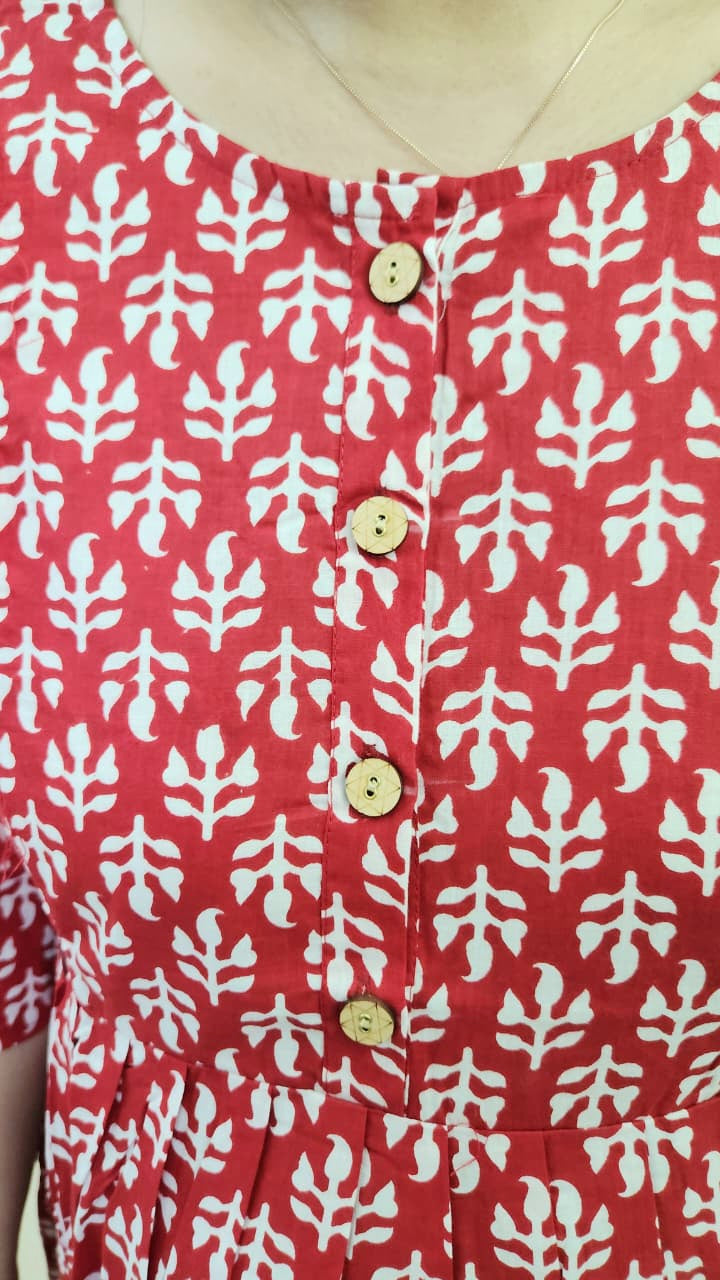Red and White Feeding Kurti