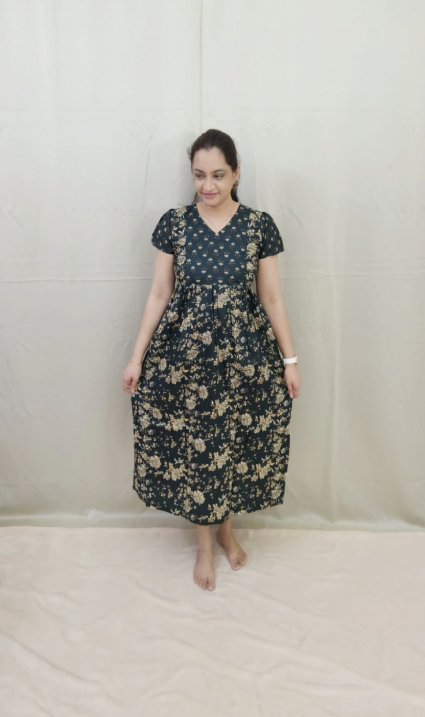 Dark Green Alia Cut Feeding Kurti
