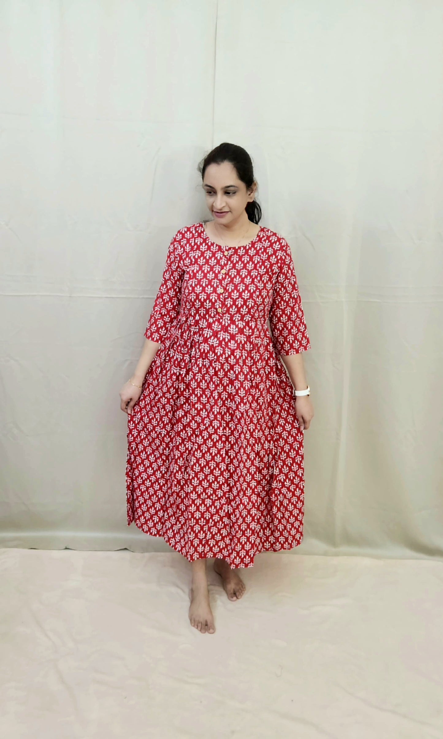 Red and White Feeding Kurti