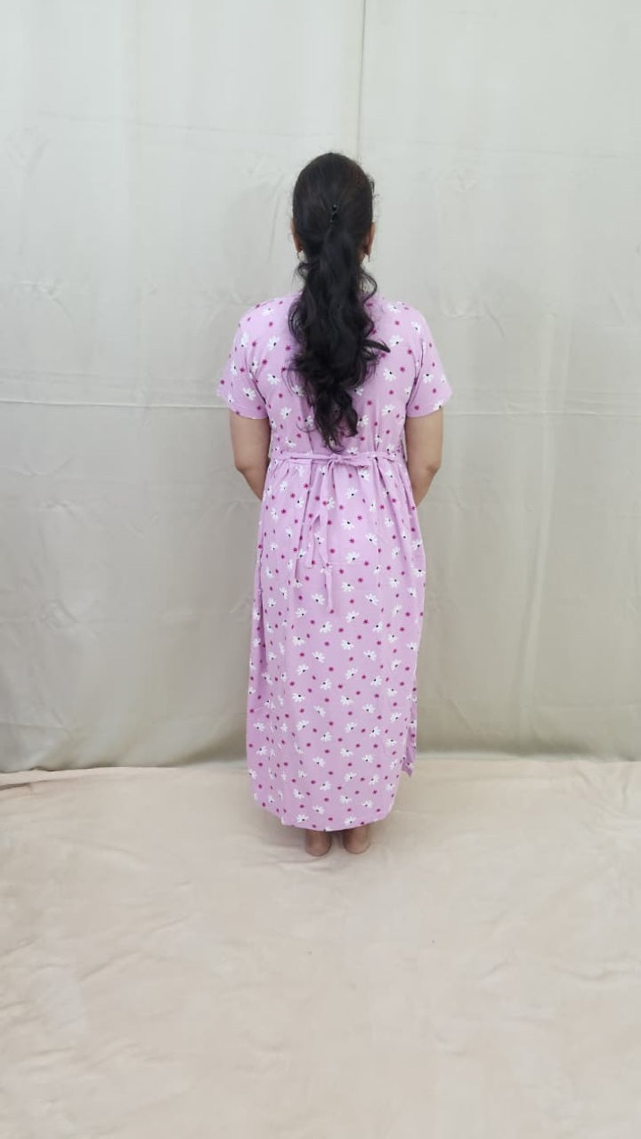 Light Pink Semi Floral Maternity Maxi