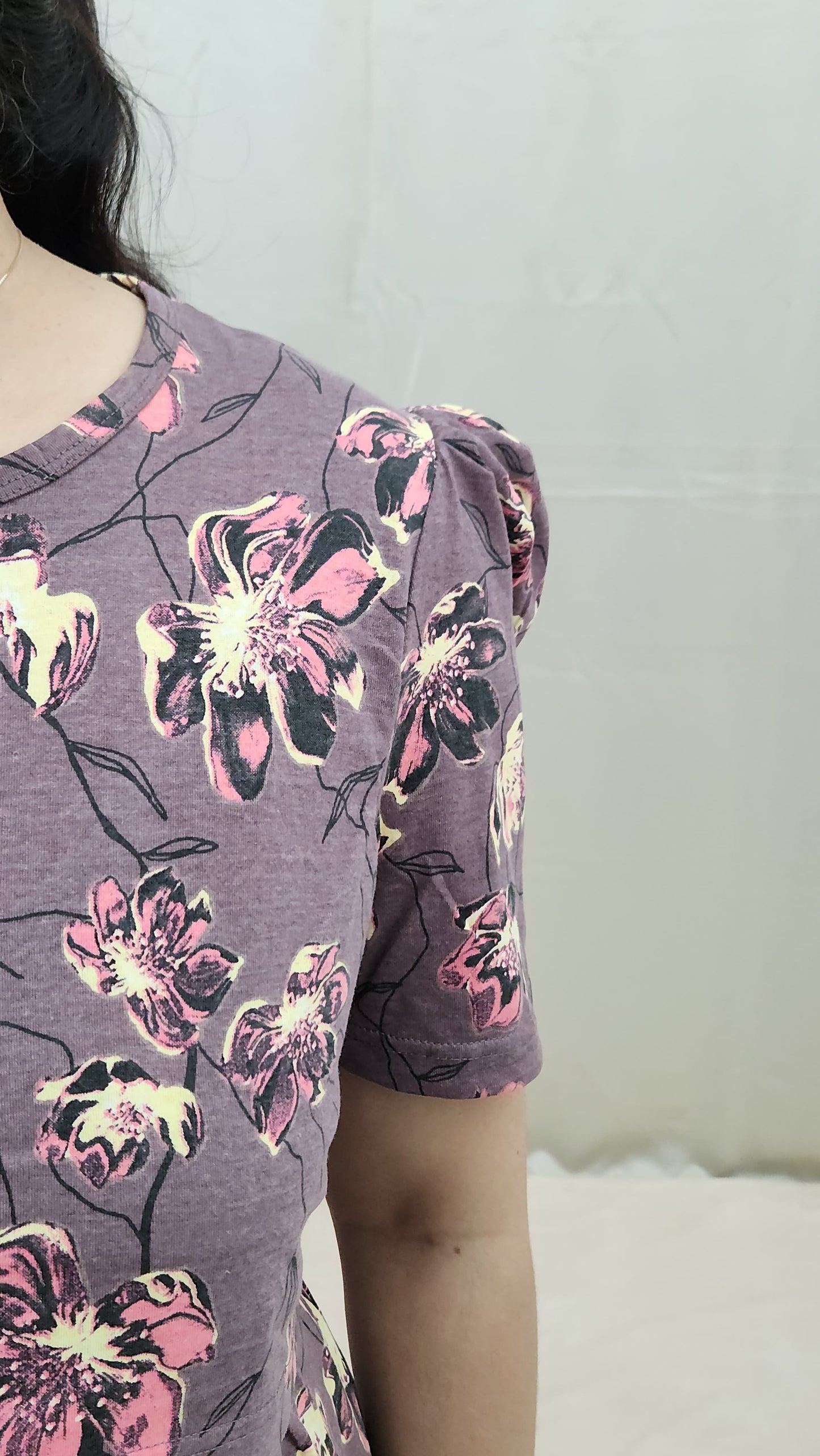 Purple And Peach Floral Zipless Maternity Maxi