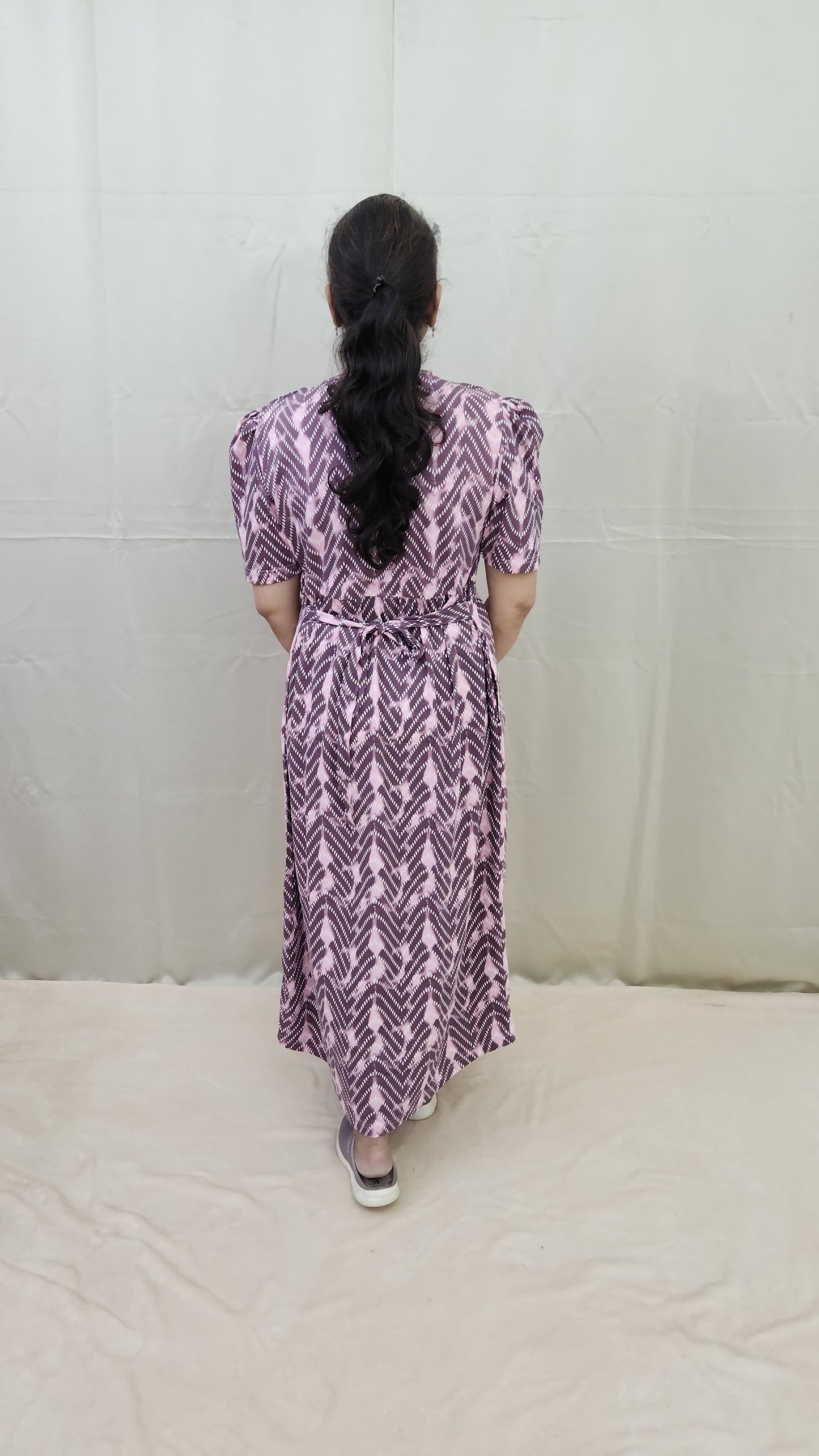 Purple and Pink Zigzag Zipless Maternity Maxi