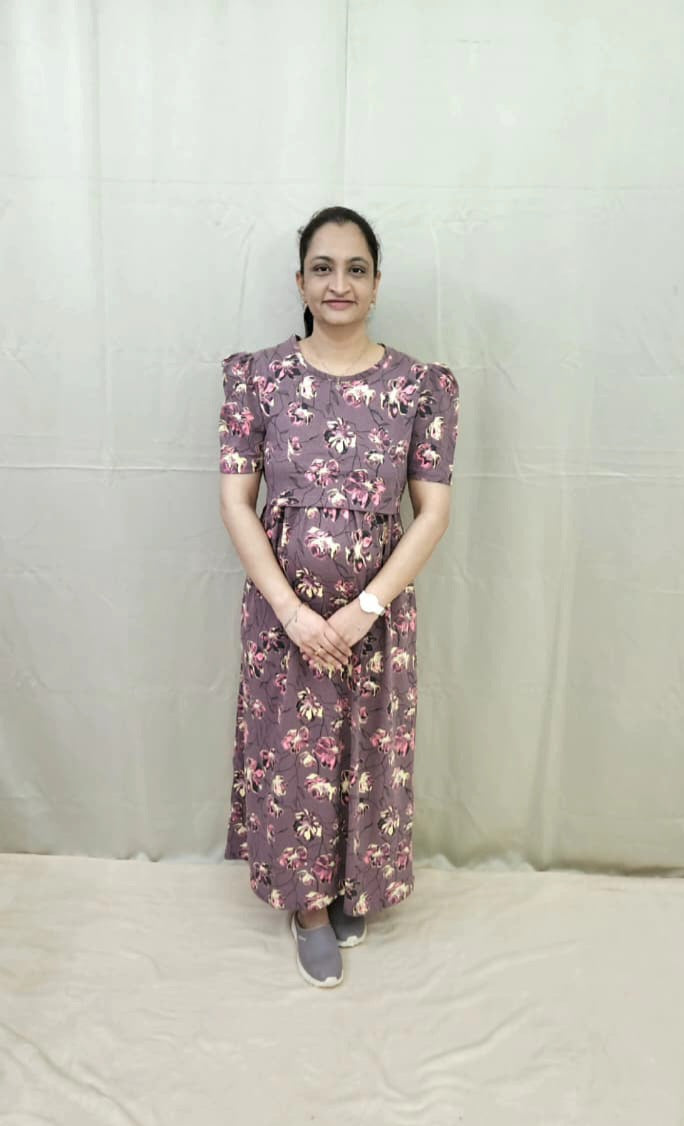 Purple And Peach Floral Zipless Maternity Maxi
