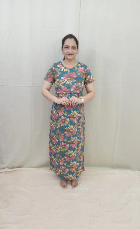 Teal Green Floral Maternity Maxi