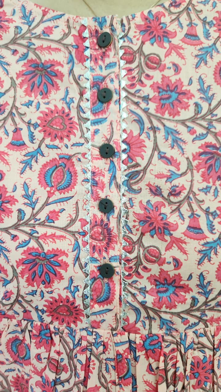 Peach and Blue Feeding Kurti