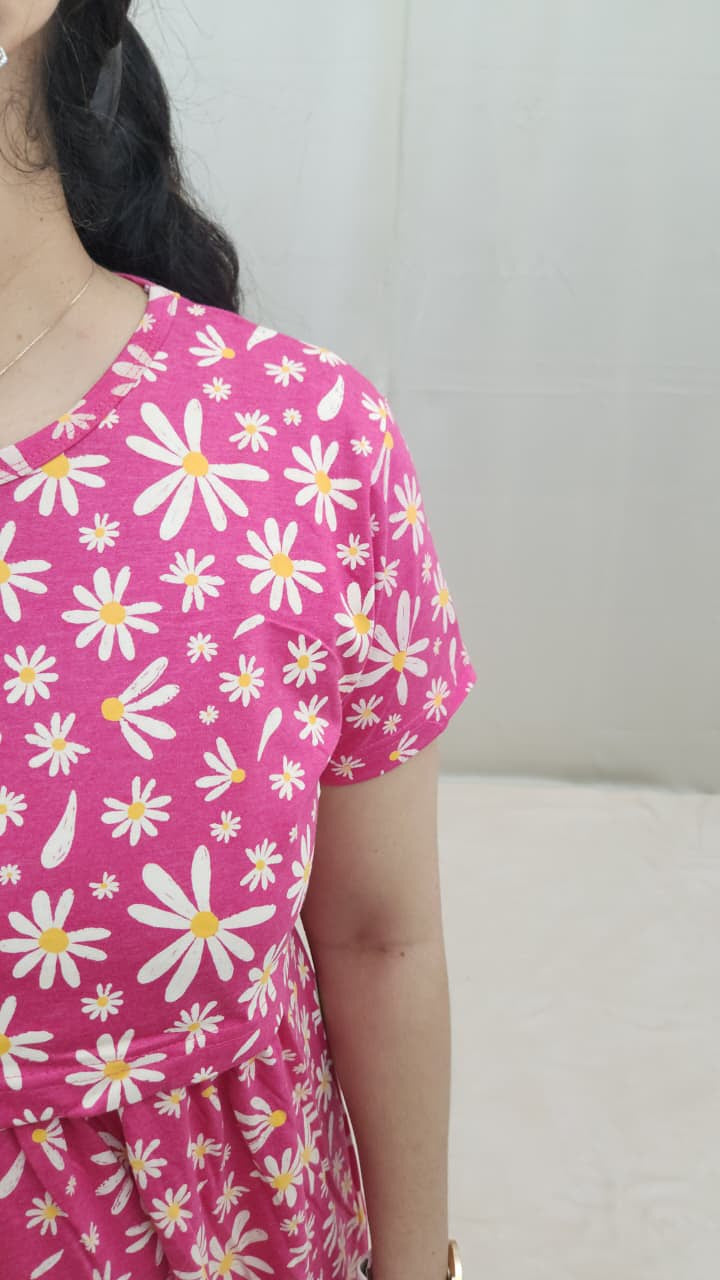 Pink Chamomile Maternity Cotton Maxi