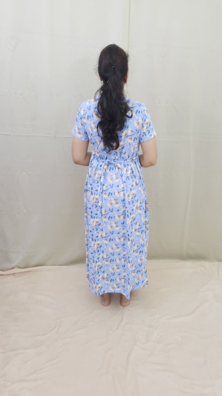 Lite Blue Floral Maternity Maxi