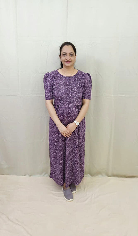 Purple Striped Zipless Maternity Maxi