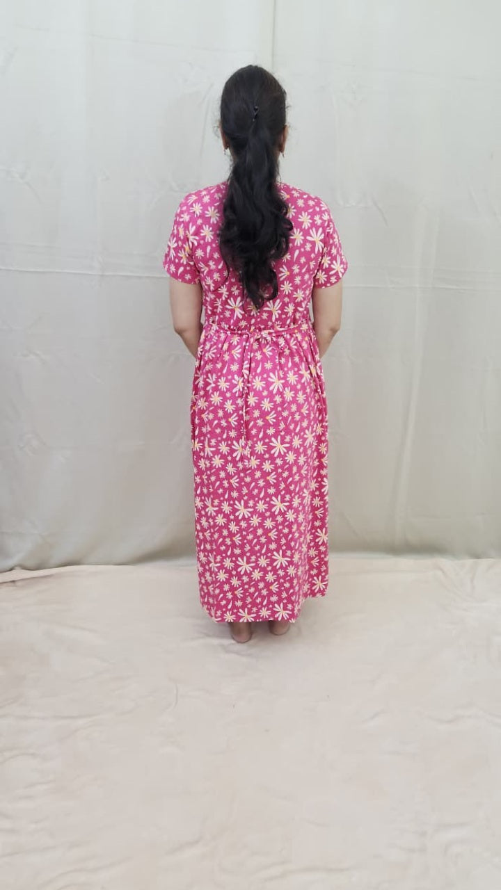 Pink Chamomile Maternity Cotton Maxi