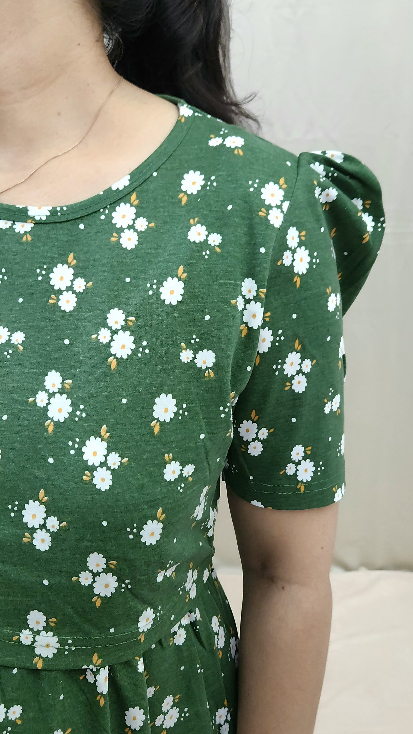 Green Floral Zipless Maternity Maxi