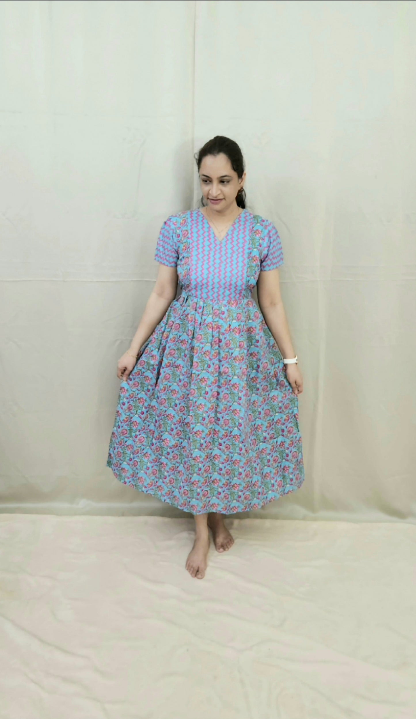 Sky Blue Floral Feeding  Kurti