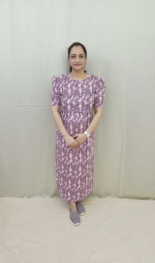 Purple and Pink Zigzag Zipless Maternity Maxi