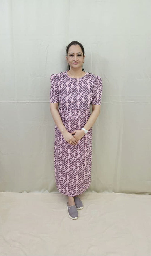 Purple and Pink Zigzag Zipless Maternity Maxi