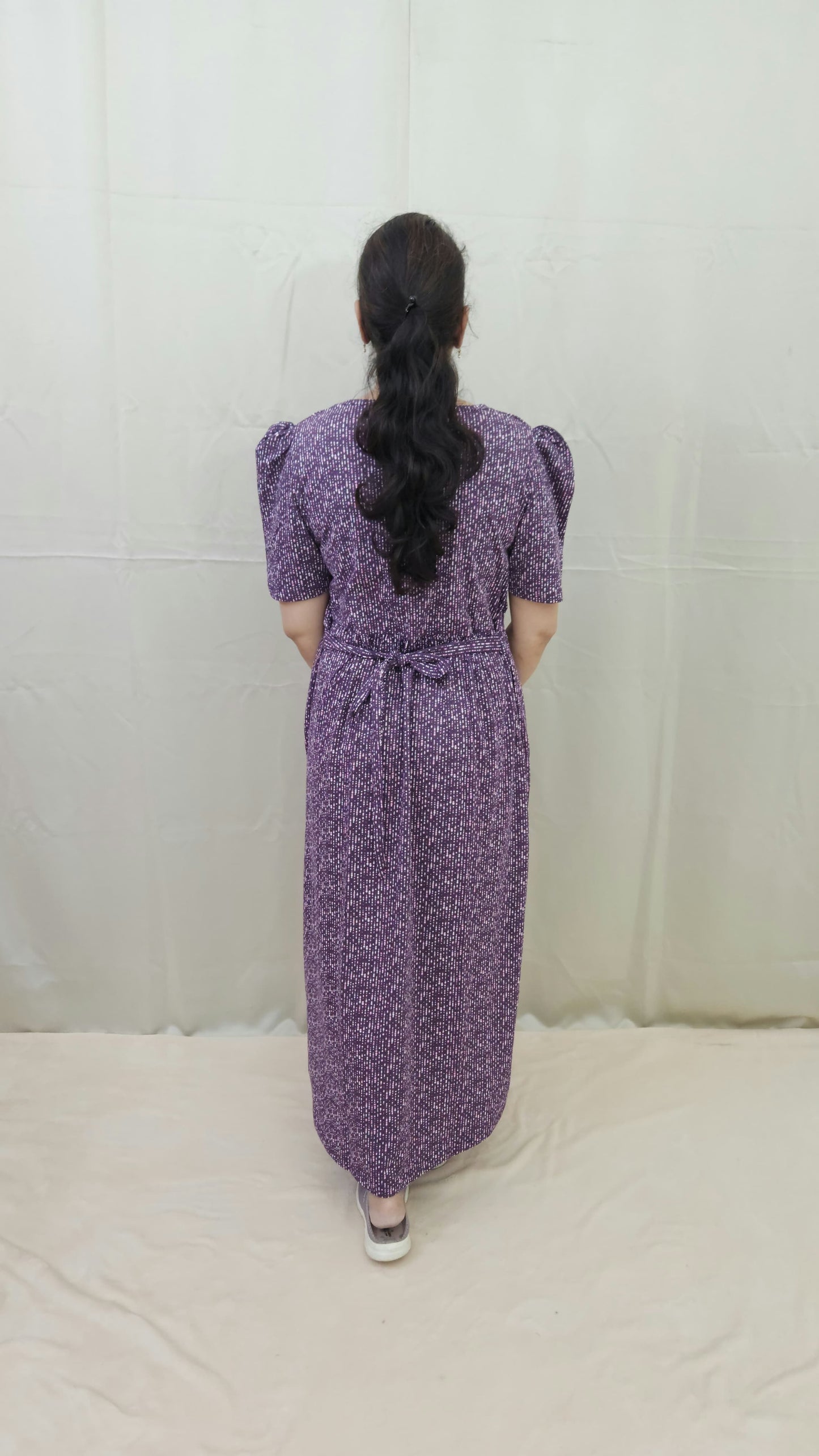 Purple Striped Zipless Maternity Maxi