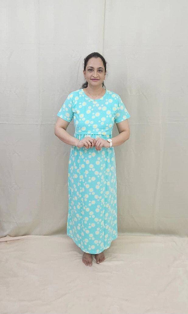 Sea Green Floral Maternity Maxi