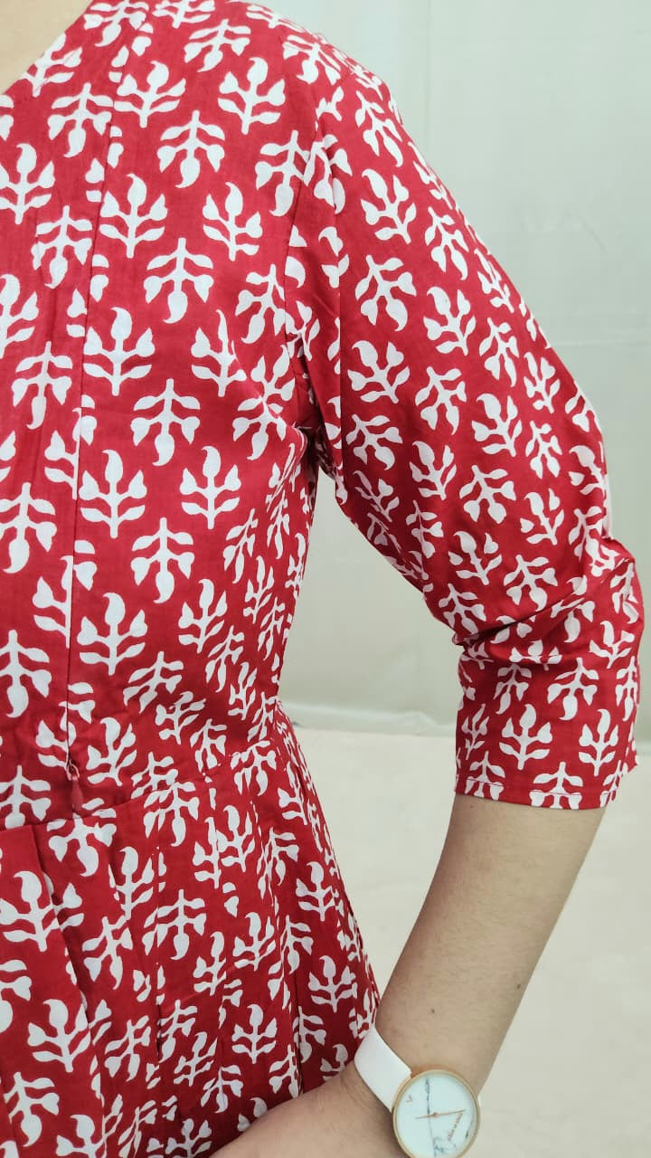 Red and White Feeding Kurti